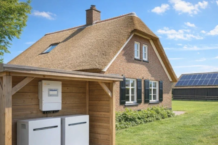 Woning met zonnepanelen en thuisbatterij
